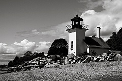 Bristol Ferry Lighthouse in Rhode Island BW